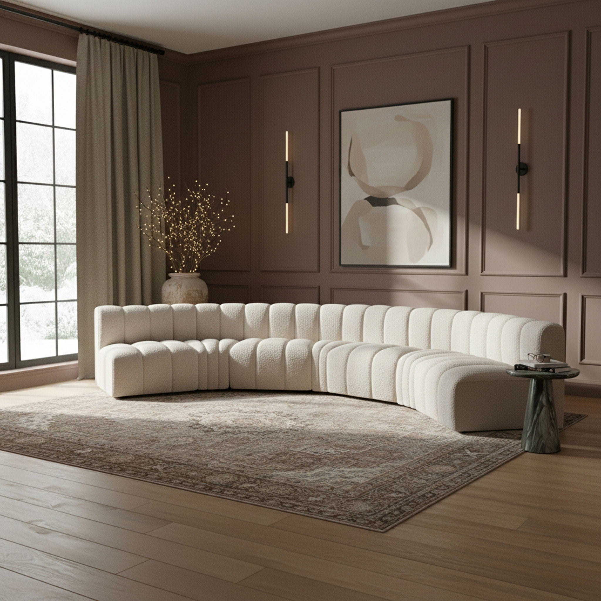 Arc - Boucle Fabric 7 Piece U-Shaped Modular Sofa