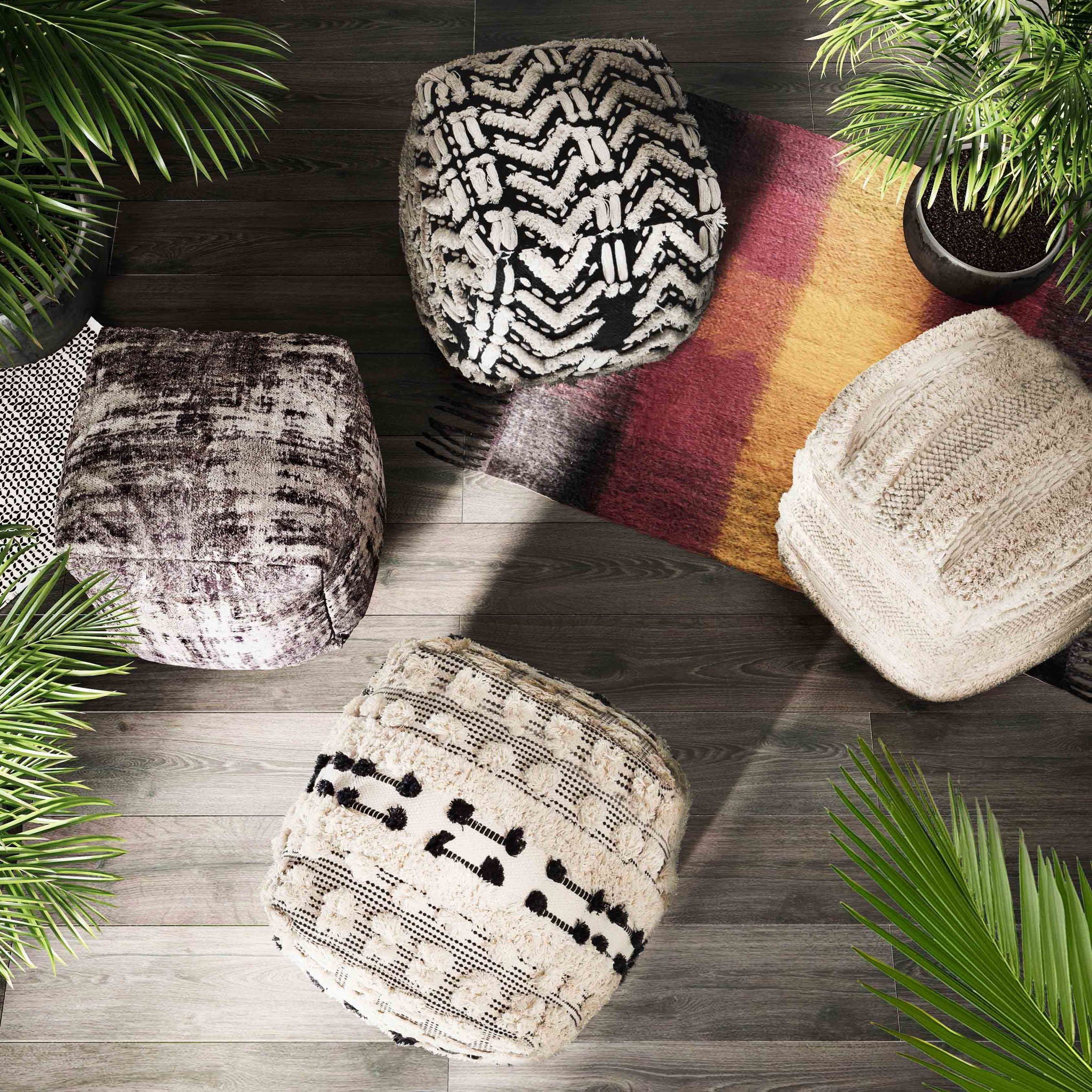 Yorba - Cotton Pouf - Beige - Urban Living Furniture (Los Angeles, CA)