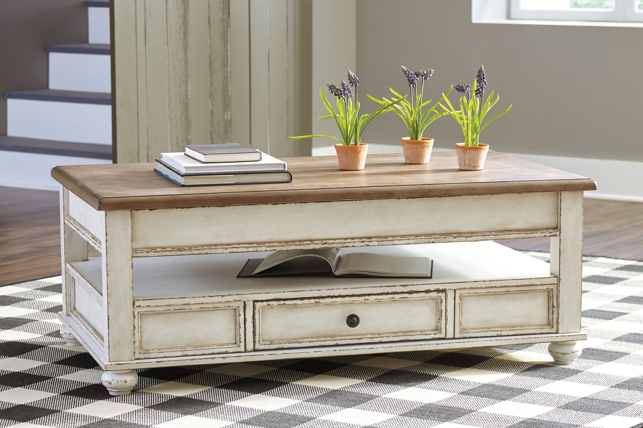 Realyn - Lift Top Cocktail Table - White / Brown - Urban Living Furniture (Los Angeles, CA)