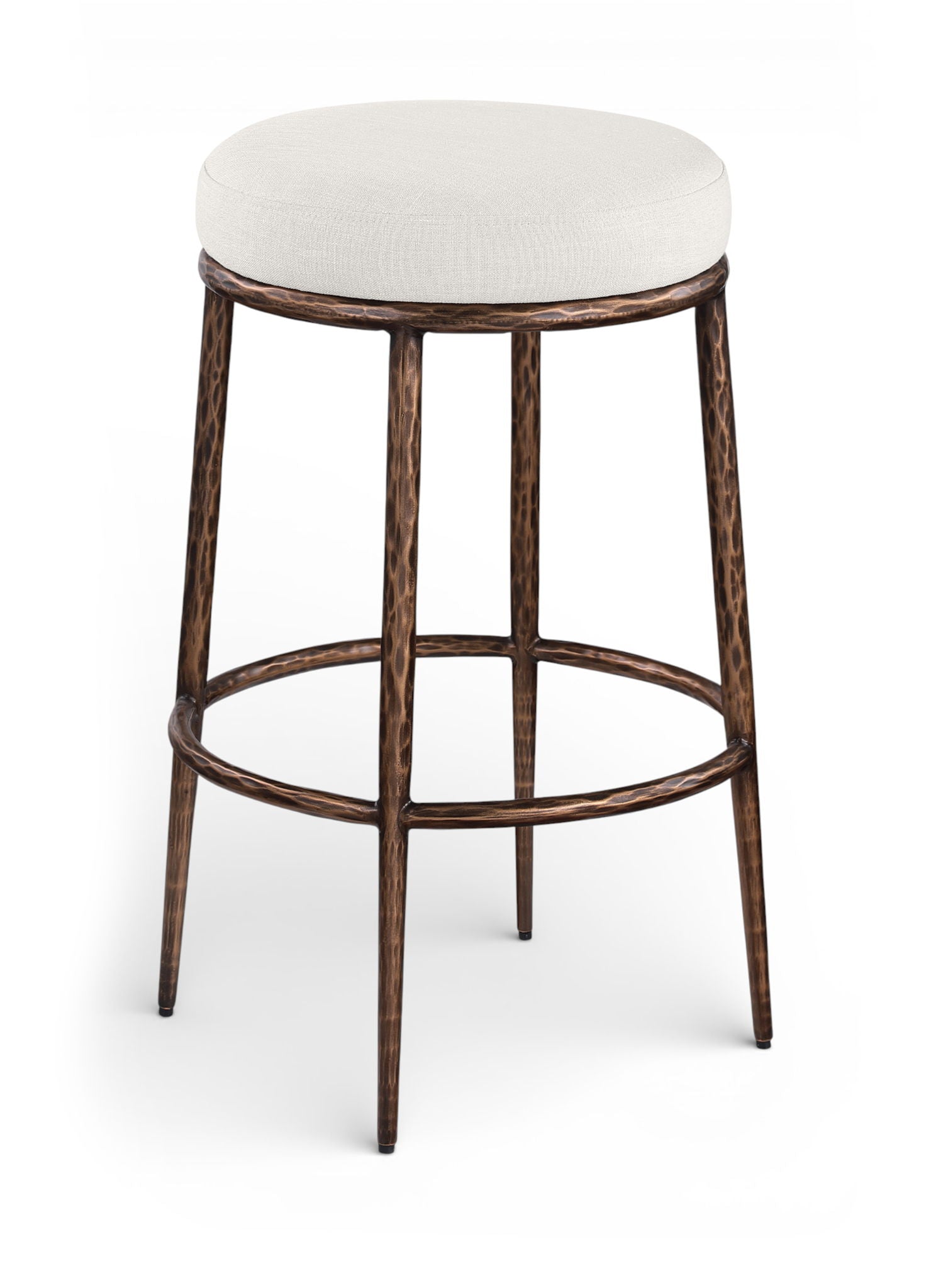 Ferro - Performance Fabric Upholstered Backless Bar Stool - Cream / Antique Bronze - Urban Living Furniture (Los Angeles, CA)