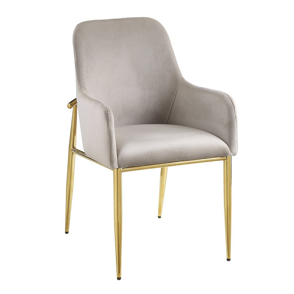 Barnard - Side Chair (Set of 2) - Gray Velvet & Mirrored Gold - Urban Living Furniture (Los Angeles, CA)