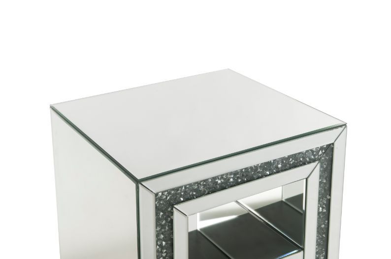 Noralie - 24"H End Table With 2 Tier Shelf - Mirrored & Faux Diamonds - Urban Living Furniture (Los Angeles, CA)