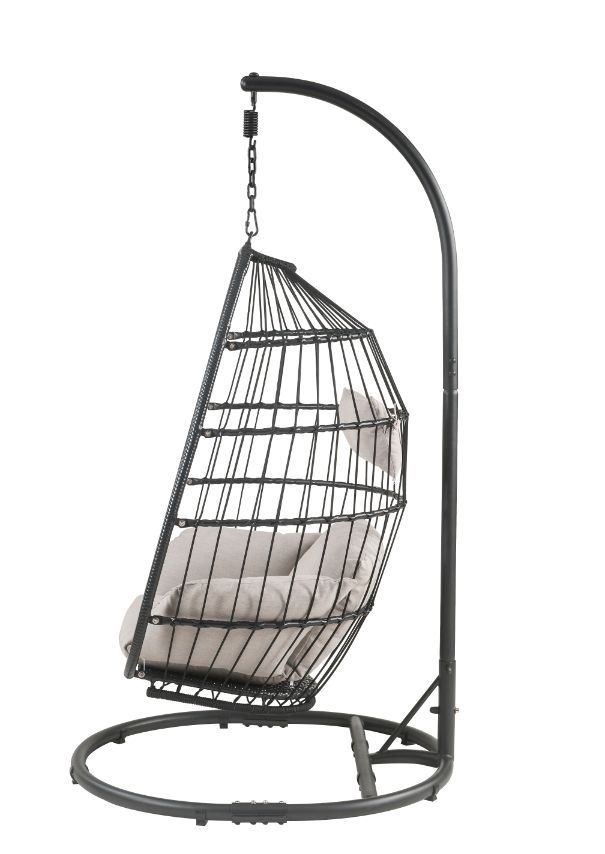 Oldi - Patio Swing Chair - Beige Fabric & Black Wicker - Urban Living Furniture (Los Angeles, CA)