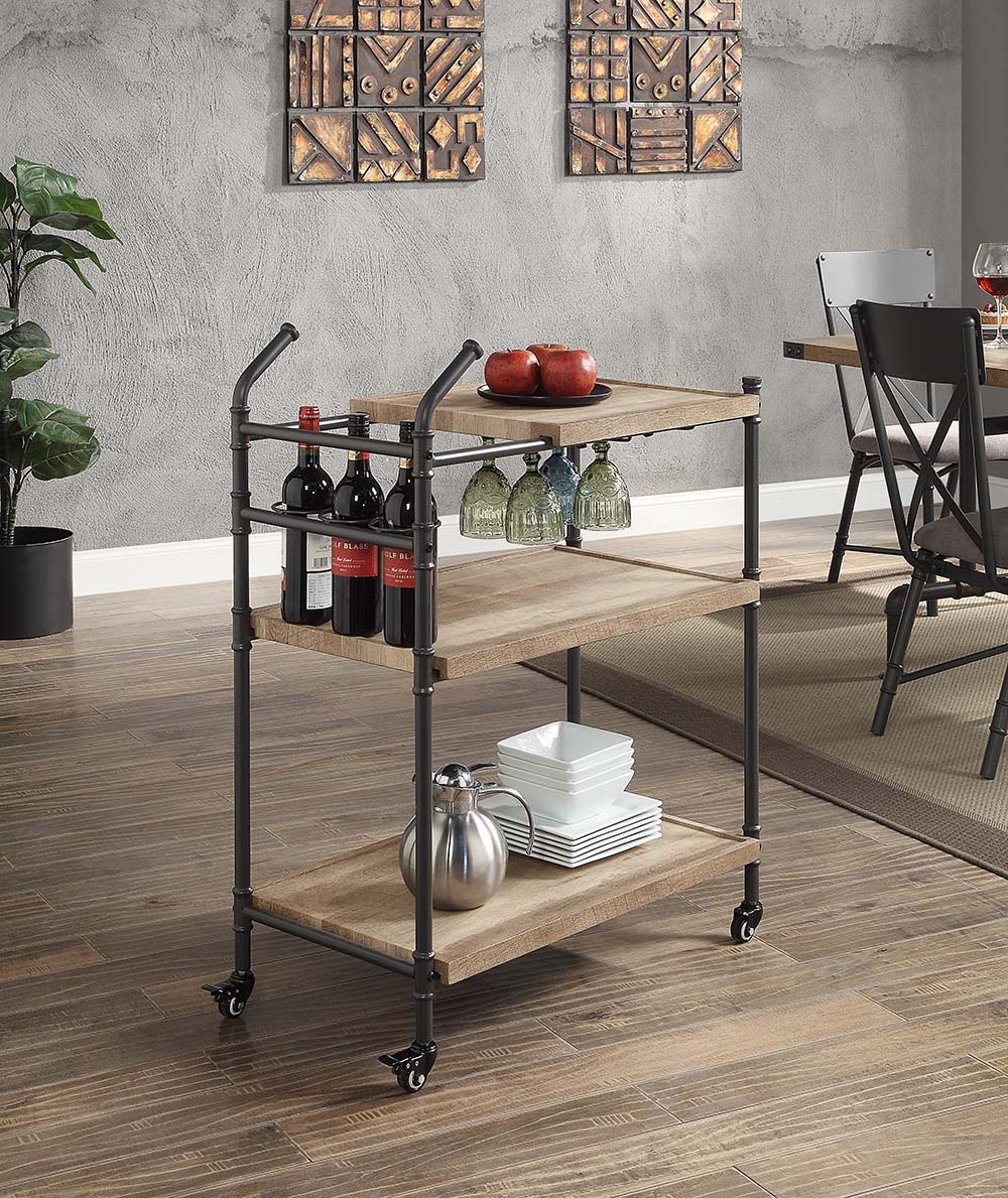 Brantley - Serving Cart - Oak & Sandy Black Finish - Urban Living Furniture (Los Angeles, CA)
