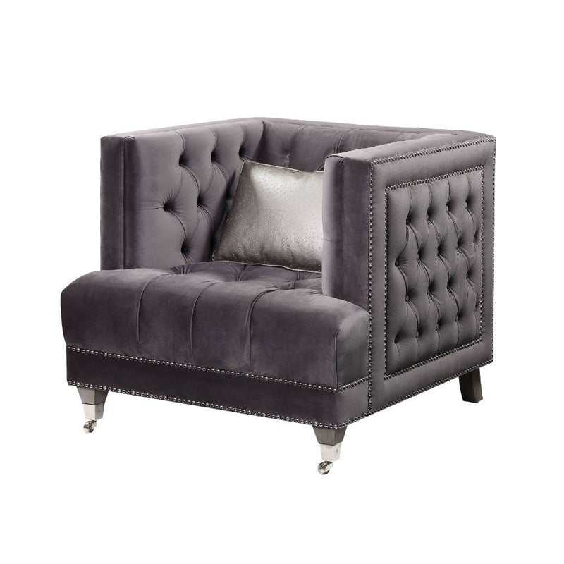 Hegio - Chair - Gray Velvet - Urban Living Furniture (Los Angeles, CA)
