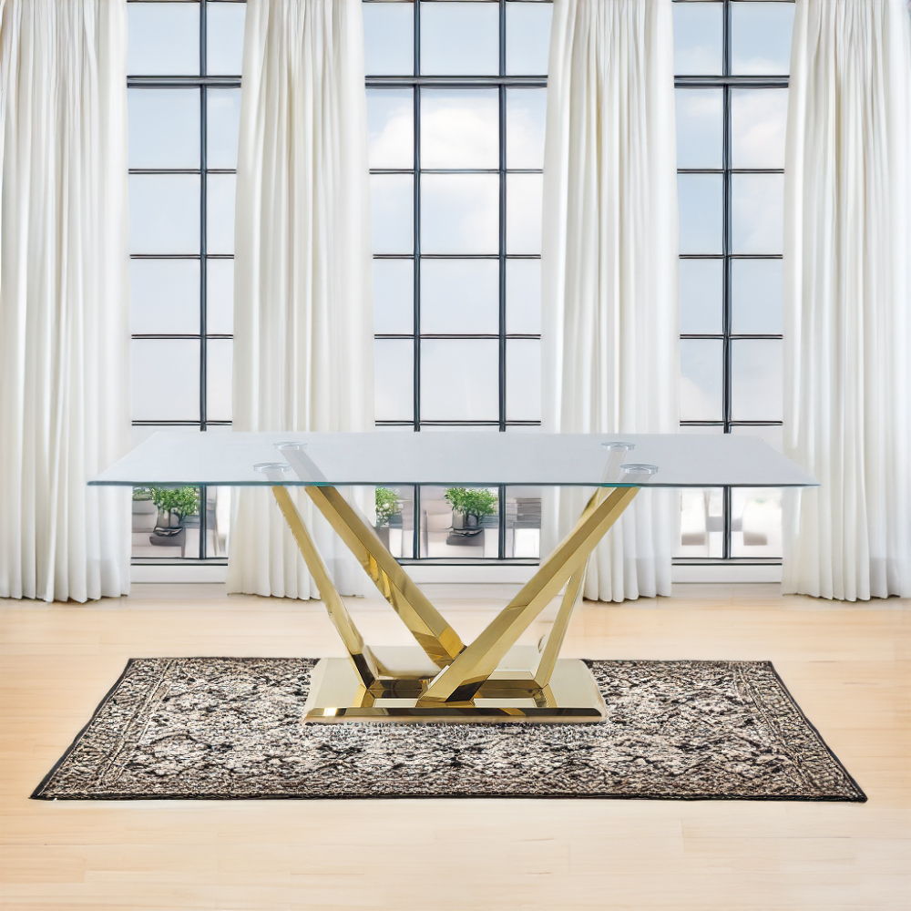 Barnard - Dining Table - Clear Glass & Mirrored Gold - Urban Living Furniture (Los Angeles, CA)
