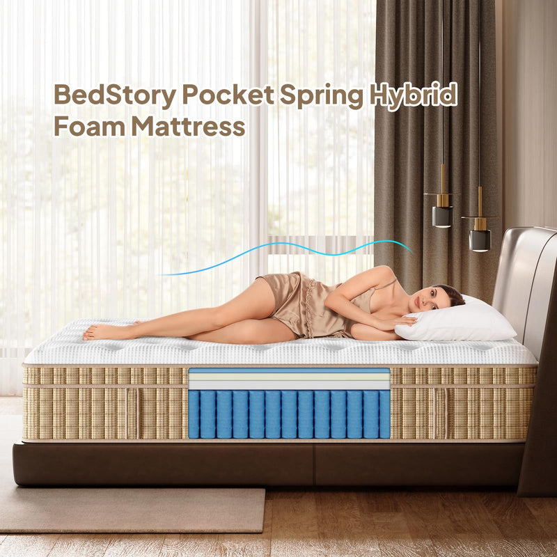 14" King Hybrid Mattress With Innerspring & Gel Memory Foam - Beige / White