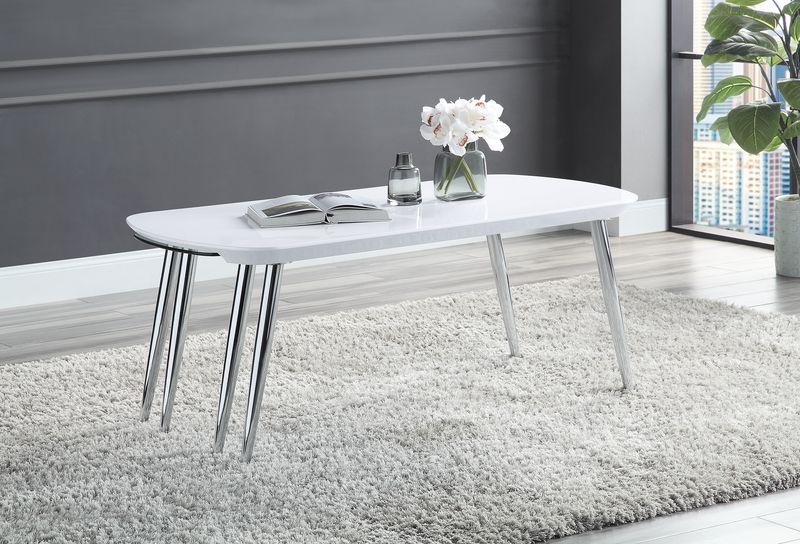 Acme - Coffee Table - White & Chrome Finish - Urban Living Furniture (Los Angeles, CA)