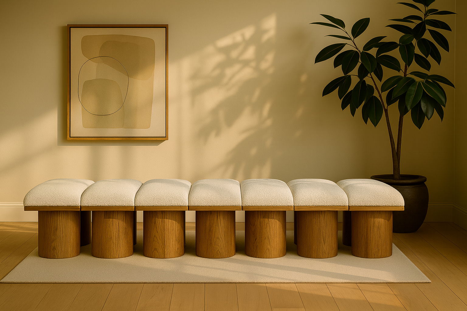 Pavilion - 14 Piece Modular Bench With Brown Base