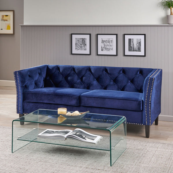 3 Seater Stationary Sofa - Blue