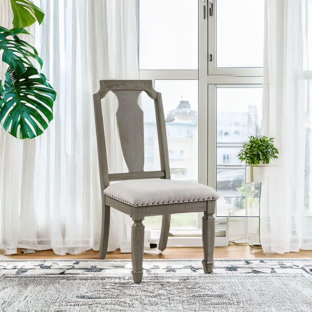 Zumala - Side Chair (Set of 2) - Beige Linen & Weathered Oak - Urban Living Furniture (Los Angeles, CA)