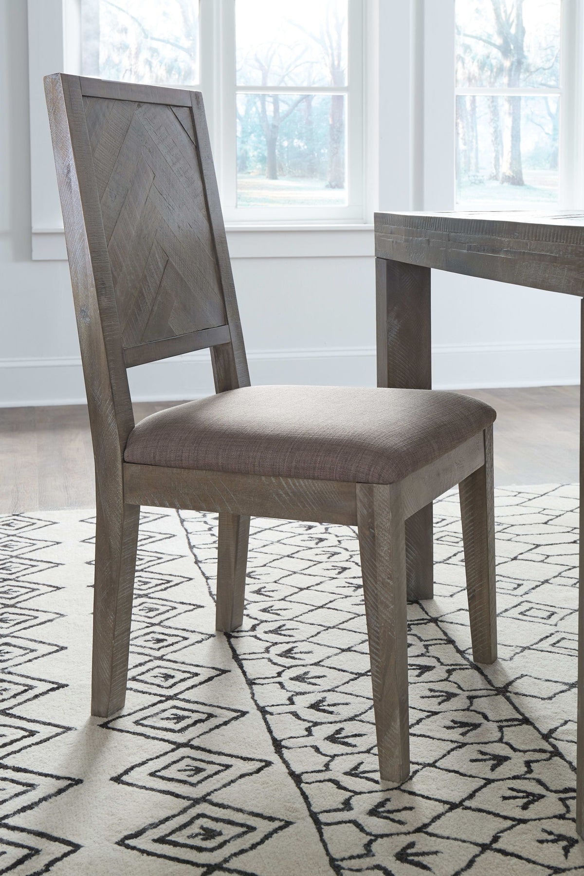 Herringbone - Solid Wood Upholstered Dining Chair (Set of 2) - Rustic Latte