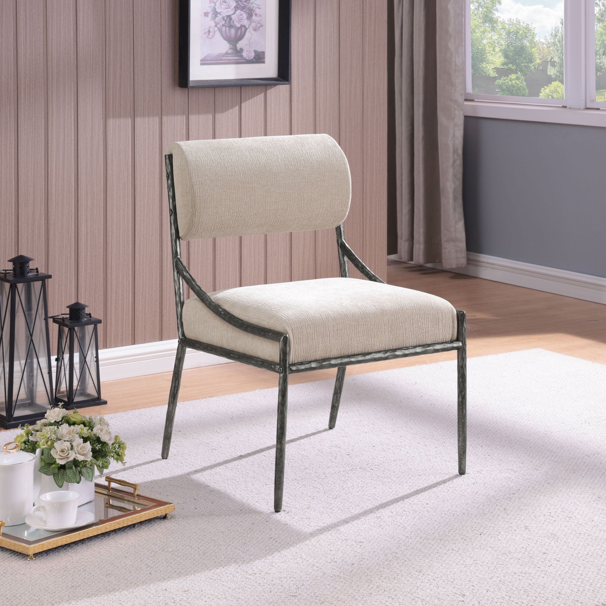 Bastille - Upholstered Dining Side Chair (Set of 2) - Silver Frame - Urban Living Furniture (Los Angeles, CA)