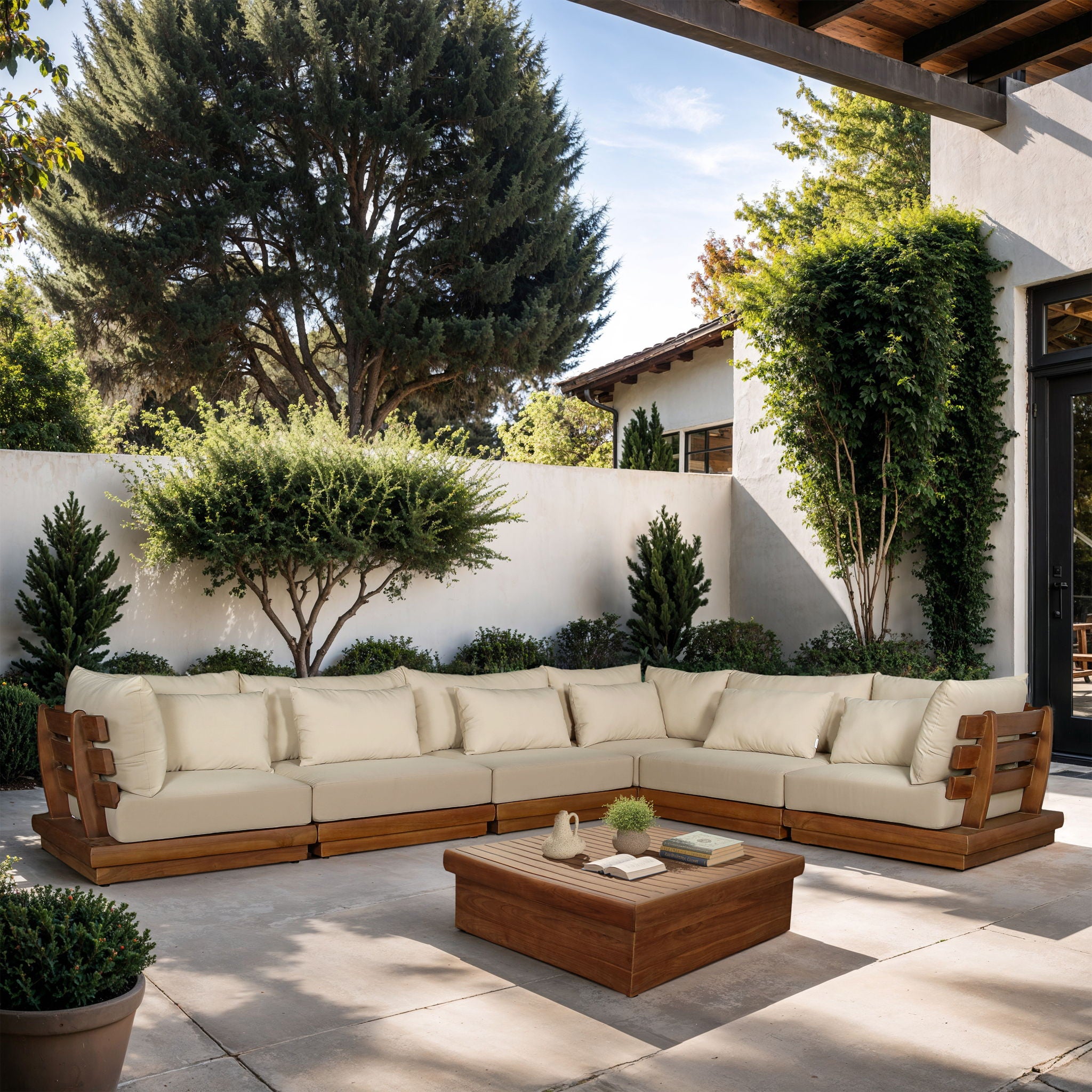 Mirella - 6 Piece Water Resistant Fabric Upholstered Outdoor Patio Modular Sectional - Urban Living Furniture (Los Angeles, CA)