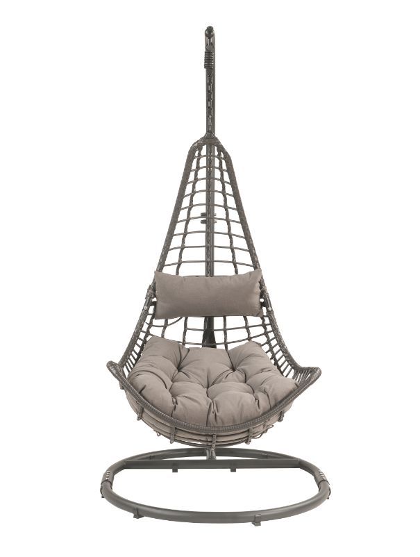 Uzae - Patio Swing Chair - Gray Fabric & Charcaol Wicker - Urban Living Furniture (Los Angeles, CA)