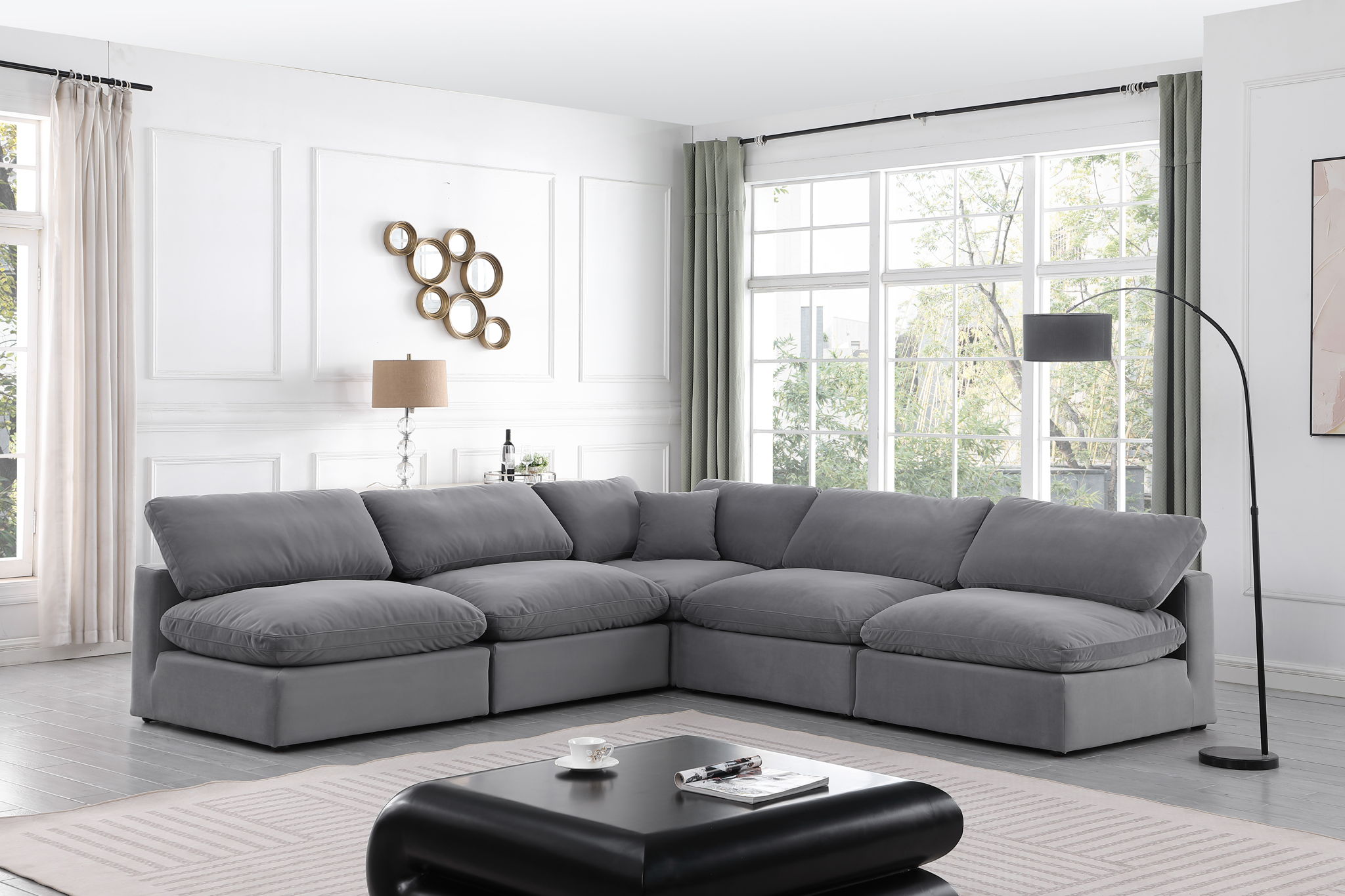 Comfy - 5 Piece Velvet Modular Corner Armless Sectional - Urban Living Furniture (Los Angeles, CA)