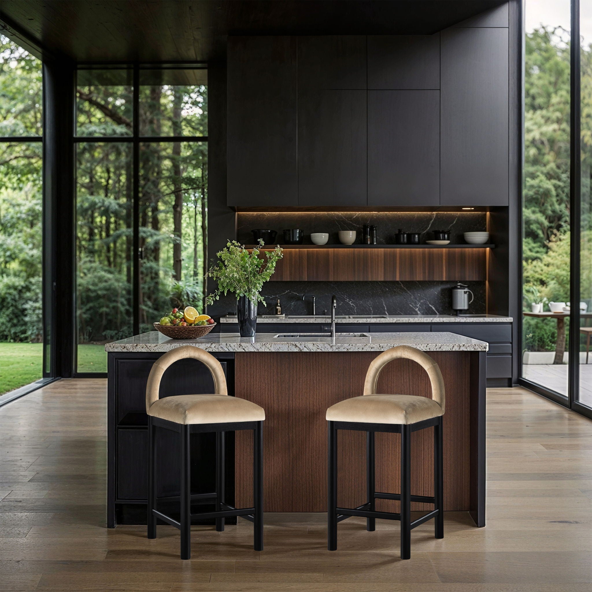 Conrad - Velvet Counter Stool With Black Legs - Urban Living Furniture (Los Angeles, CA)