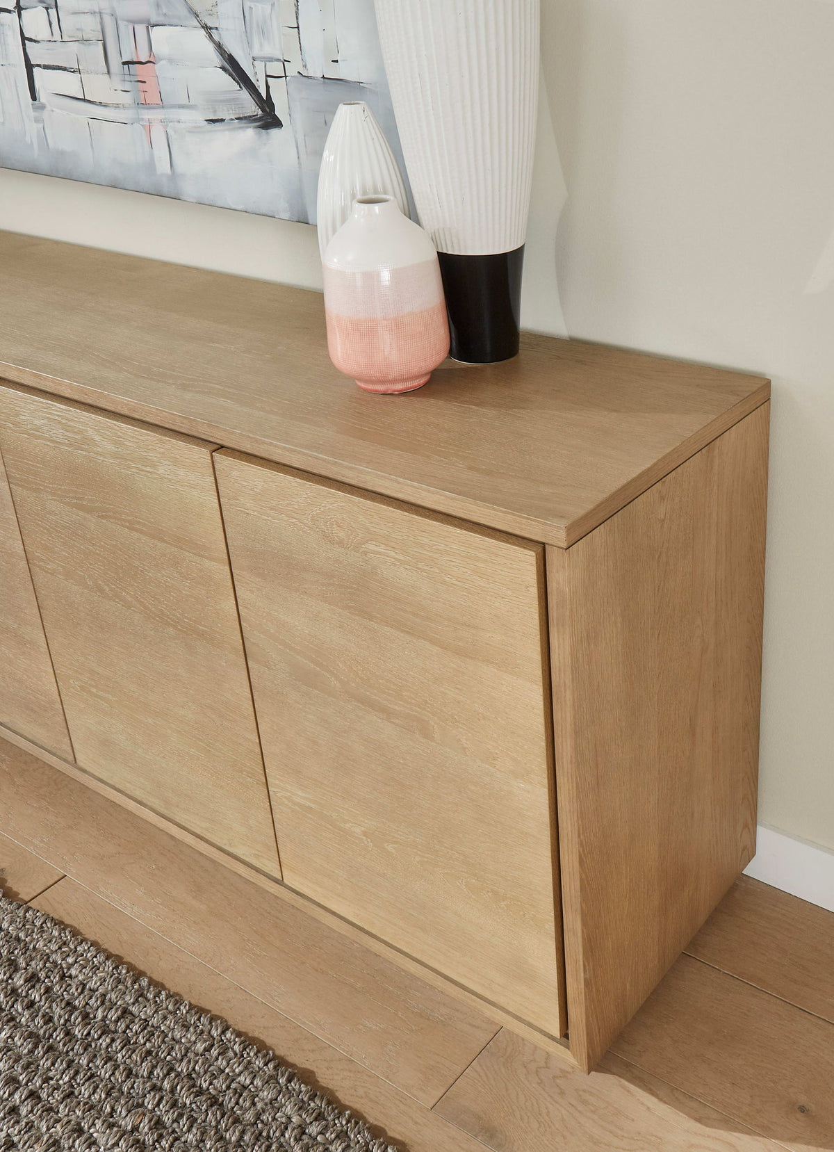 One - Modern Coastal Four Door Sideboard - White Oak