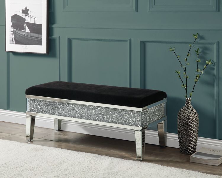 Noralie - Bench - Mirrored & Faux Diamonds - 19" - Urban Living Furniture (Los Angeles, CA)