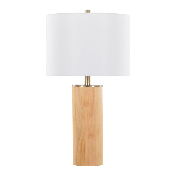 Cylinder - Ash Contemporary Table Lamp - Ash / Antique Brass / White
