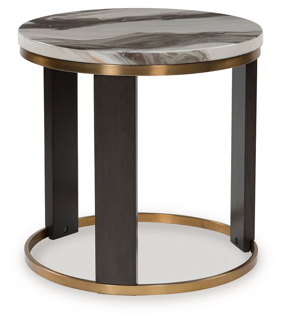 Jazmore - Brown / Brass Finish - Round End Table - Urban Living Furniture (Los Angeles, CA)