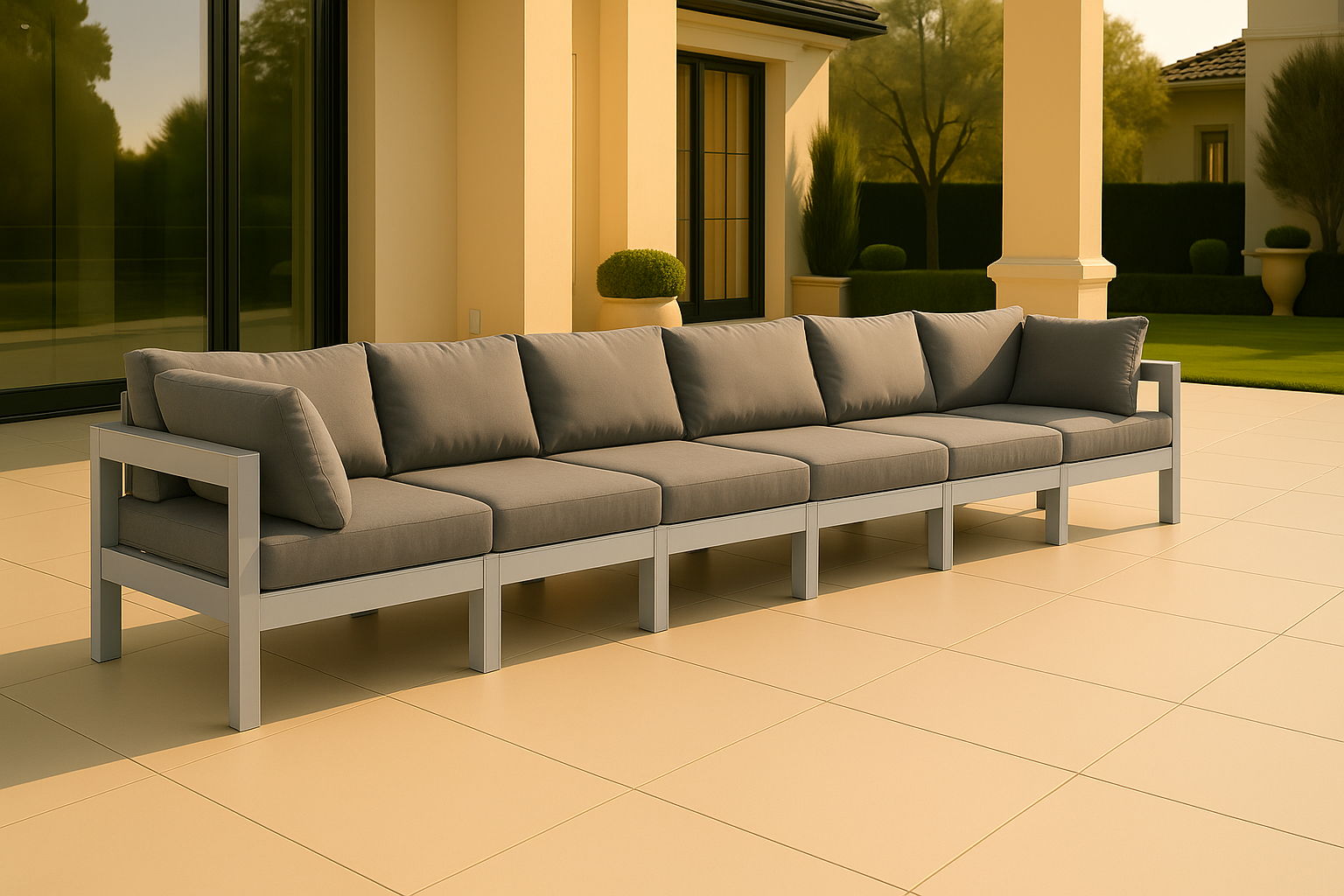 Nizuc - Outdoor Patio 6 Seat Modular Sofa With White Frame - Urban Living Furniture (Los Angeles, CA)