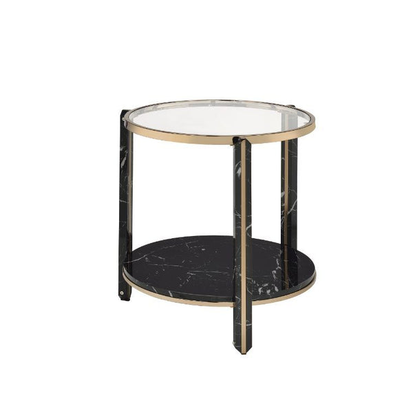 Thistle - End Table - Clear Glass, Faux Black Marble & Champagne Finish - Urban Living Furniture (Los Angeles, CA)
