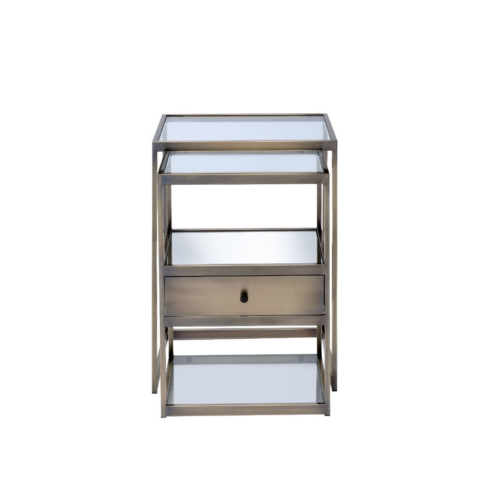 Enca - Nesting Table Set - Clear Glass & Antique Brass - Urban Living Furniture (Los Angeles, CA)