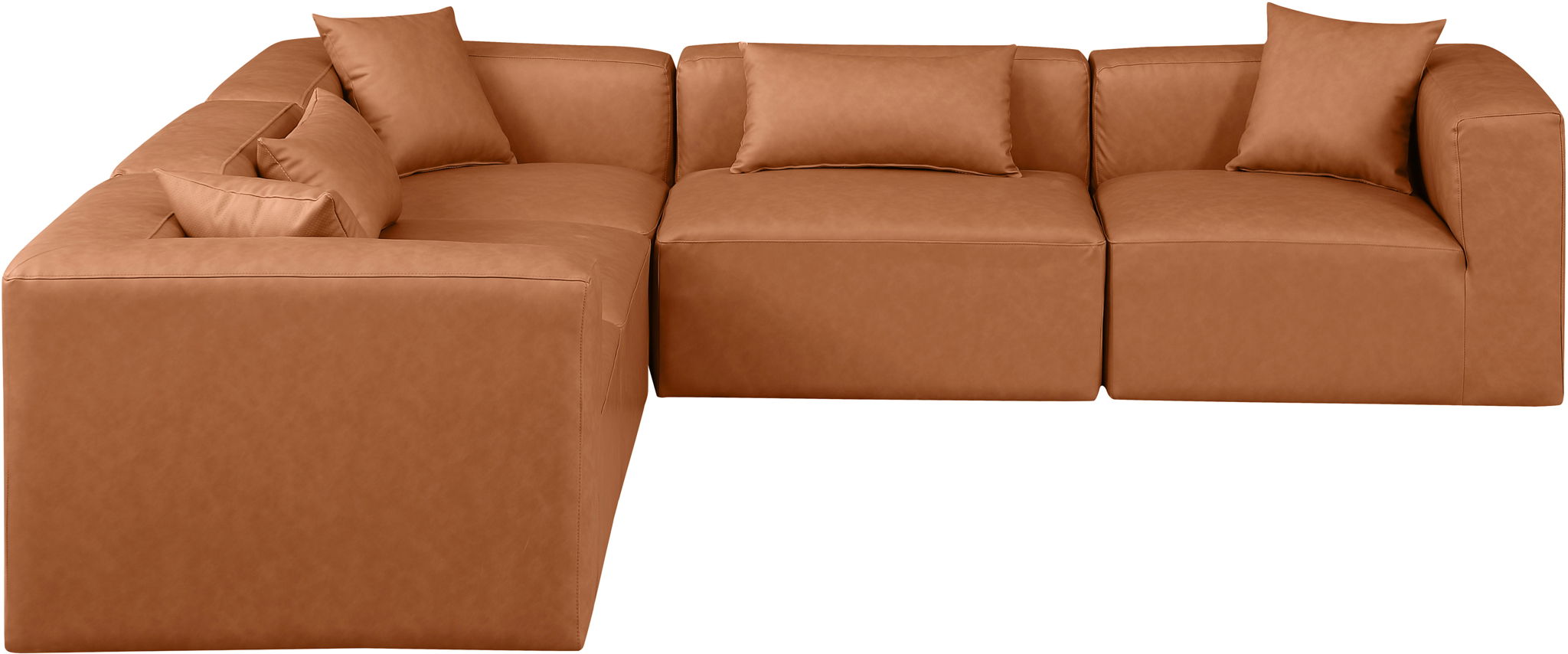 Cube - 5 Piece Modular Corner Sectional - Cognac - Urban Living Furniture (Los Angeles, CA)