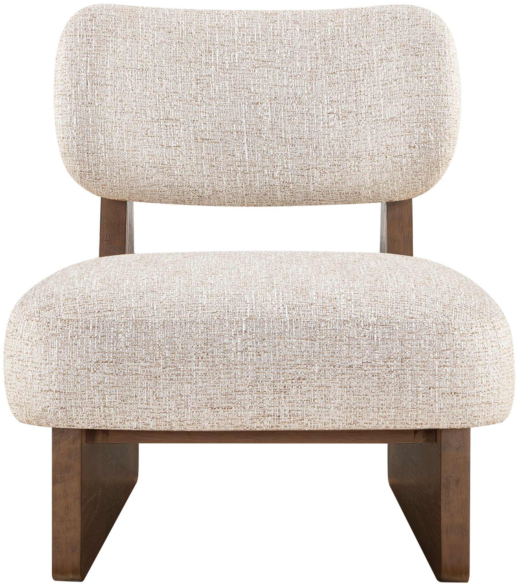 Vetra - Linen Textured Fabric Upholstered Accent Chair With Brown Base