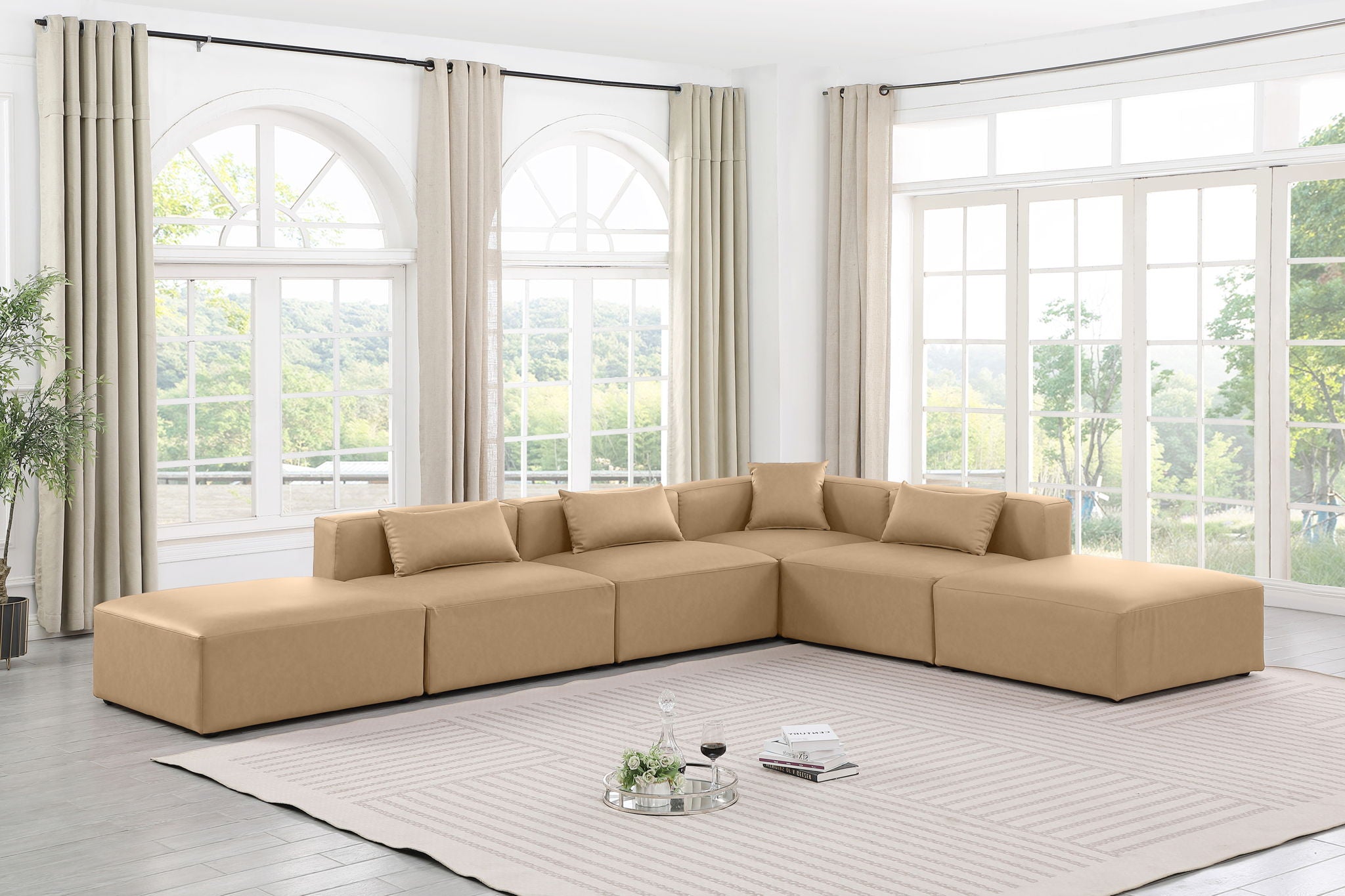 Cube - 6 Piece Modular Corner Armless Sectional - Tan - Urban Living Furniture (Los Angeles, CA)