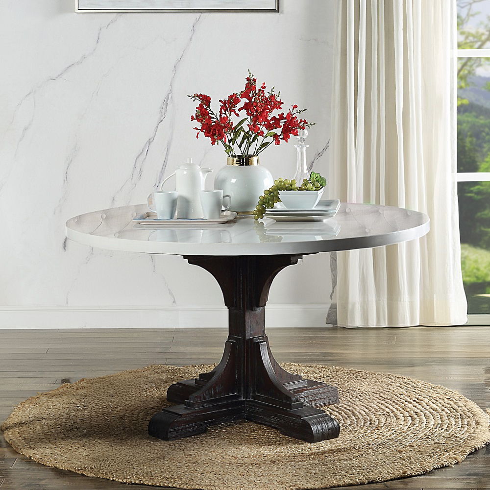 Gerardo - Dining Table - White Marble Top & Weathered Espresso - Urban Living Furniture (Los Angeles, CA)