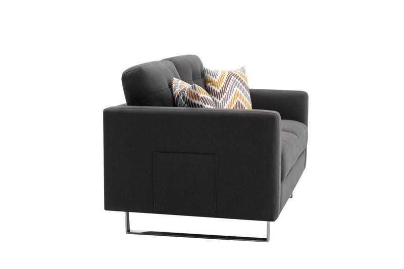 Victoria - Linen Fabric Loveseat With Metal Legs, Side Pockets, And Pillows - Urban Living Furniture (Los Angeles, CA)
