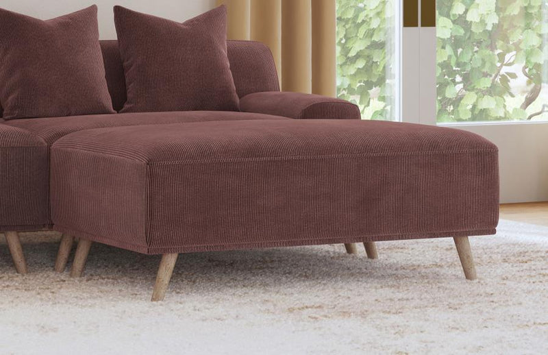 Elizabeth - Corduroy Upholstered Ottoman - Wine Red
