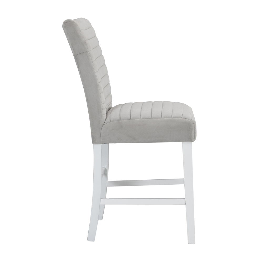 Elizaveta - Counter Height Chair (Set of 2) - Gray Velvet &White High Gloss - Urban Living Furniture (Los Angeles, CA)