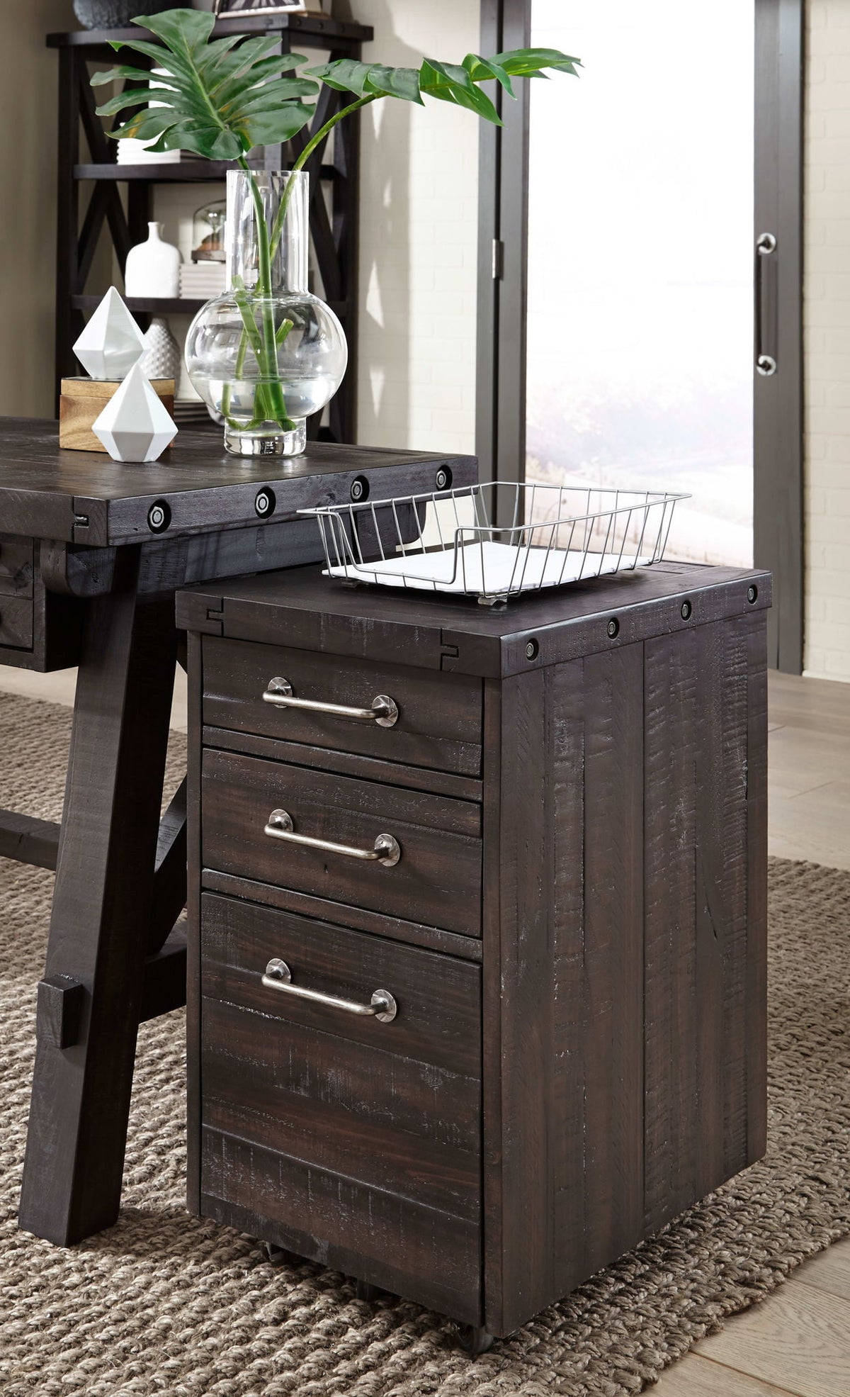 Yosemite - Solid Wood Rollling File Cabinet - Cafe