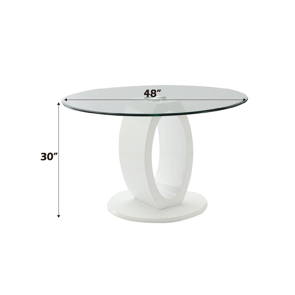 Larry - Glass Top Round Dining Table - White High Gloss - Urban Living Furniture (Los Angeles, CA)