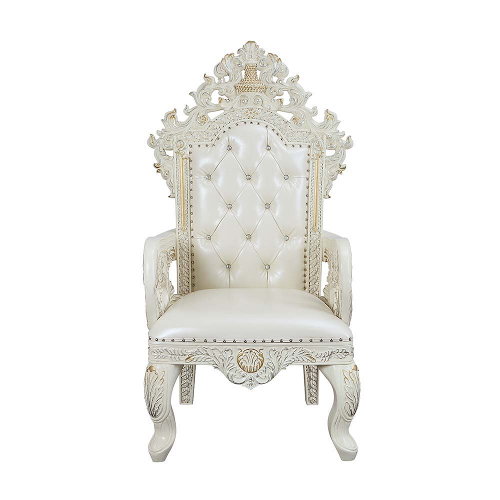 Adara - Dining Chair (Set of 2) - White PU & Antique White Finish - Urban Living Furniture (Los Angeles, CA)