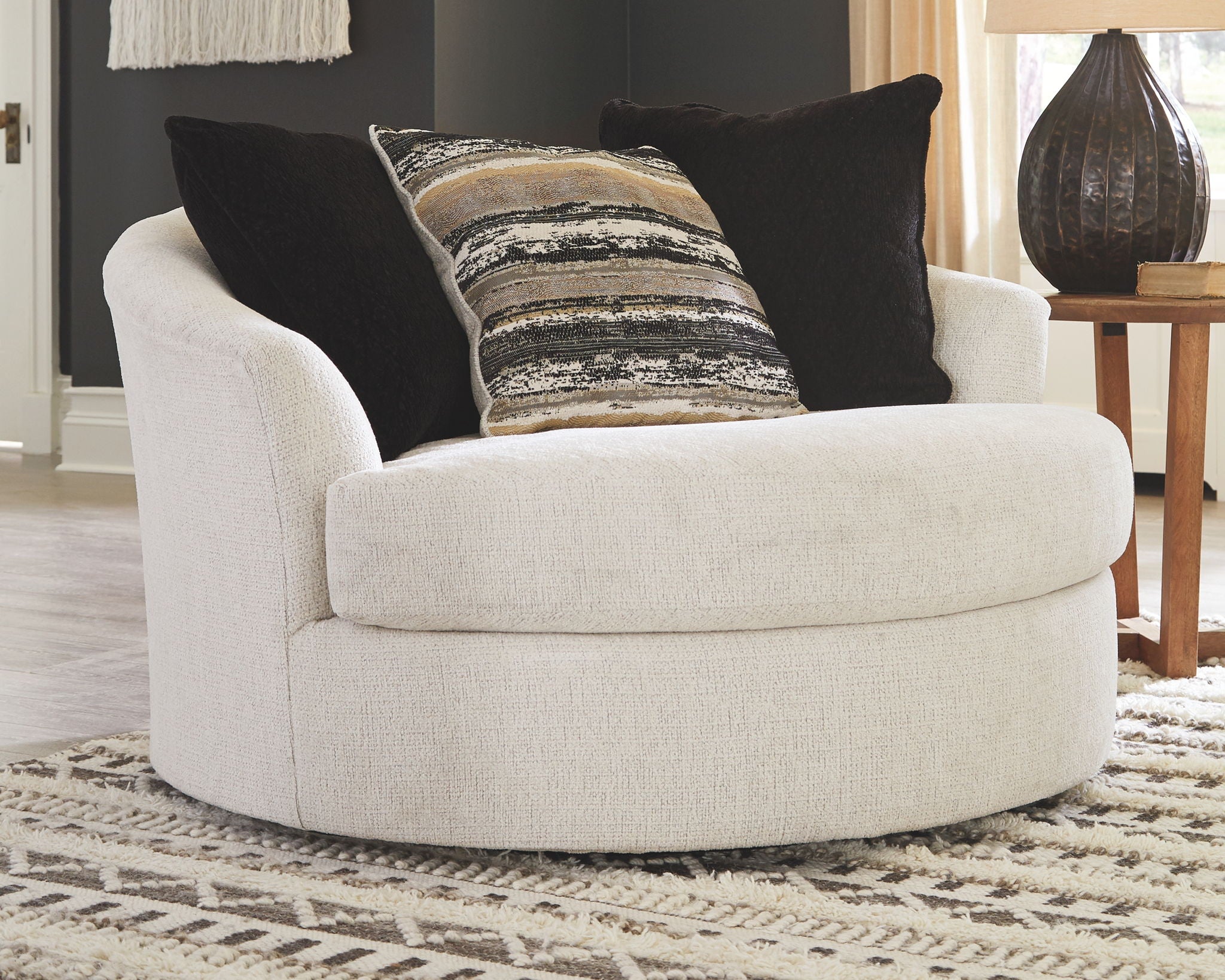Cambri - Snow - Oversized Round Swivel Chair - Urban Living Furniture (Los Angeles, CA)