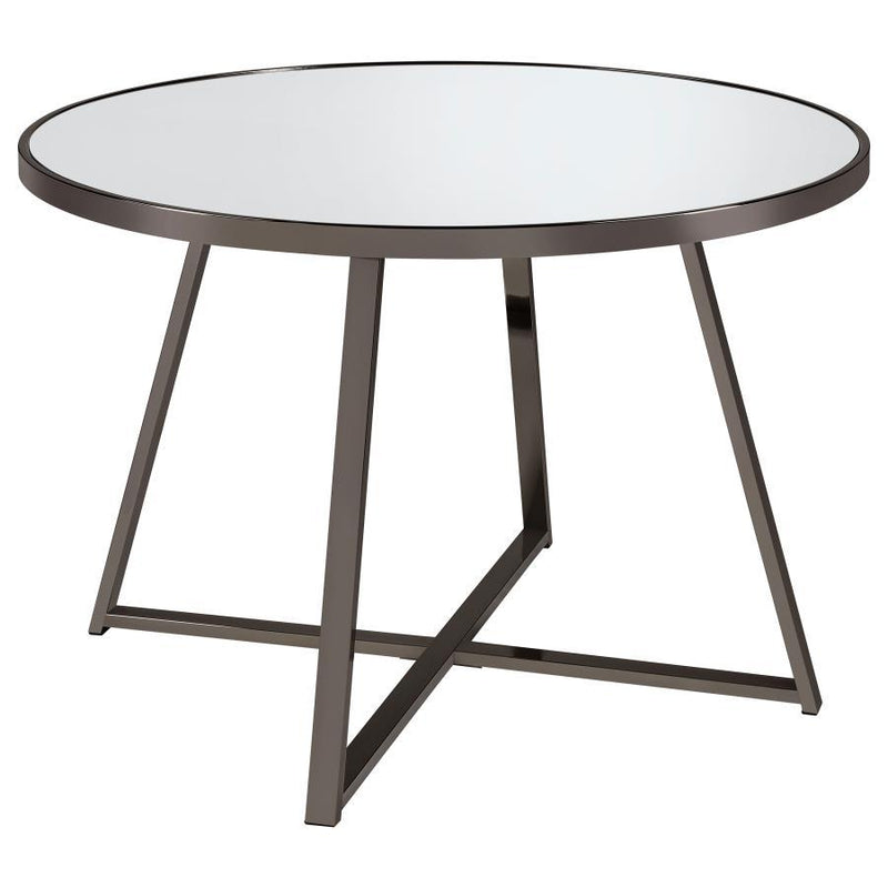 Jillian - 5 Piece Round Mirror Top Dining Set - Black Nickel