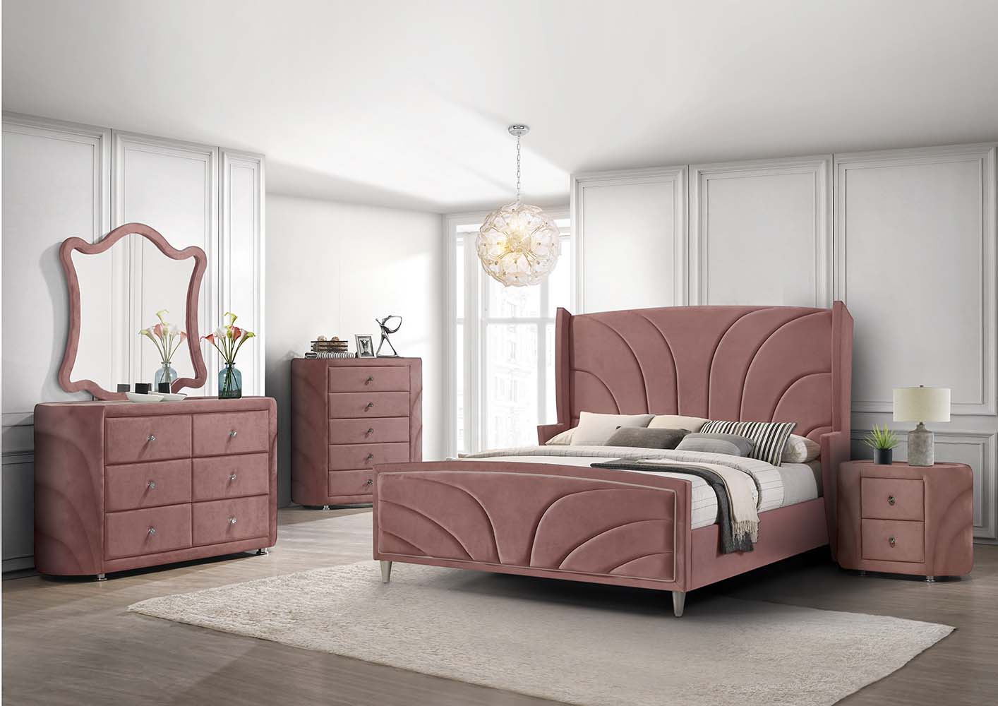 Salonia - Mirror - Pink Velvet - Urban Living Furniture (Los Angeles, CA)
