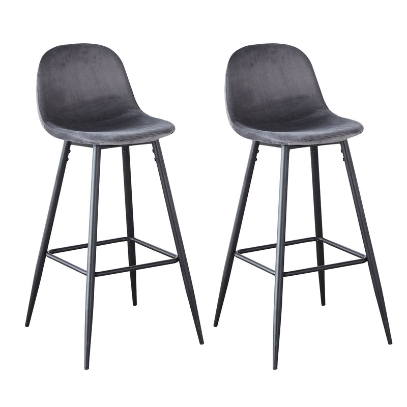 Velvet Barstool With Back (Set of 2)