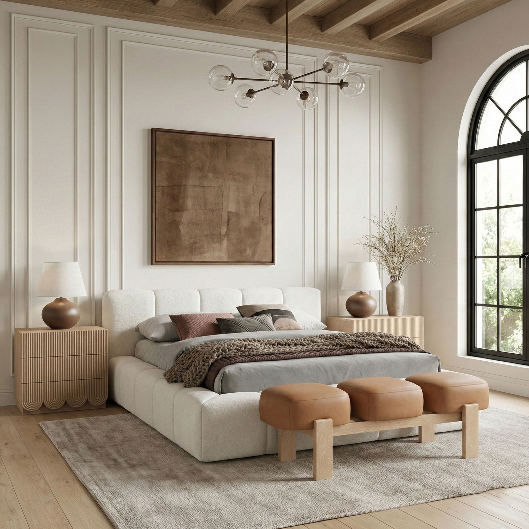 Woodcrest - Vegan Leather Upholstered Bench - Painted Natural Base - Urban Living Furniture (Los Angeles, CA)