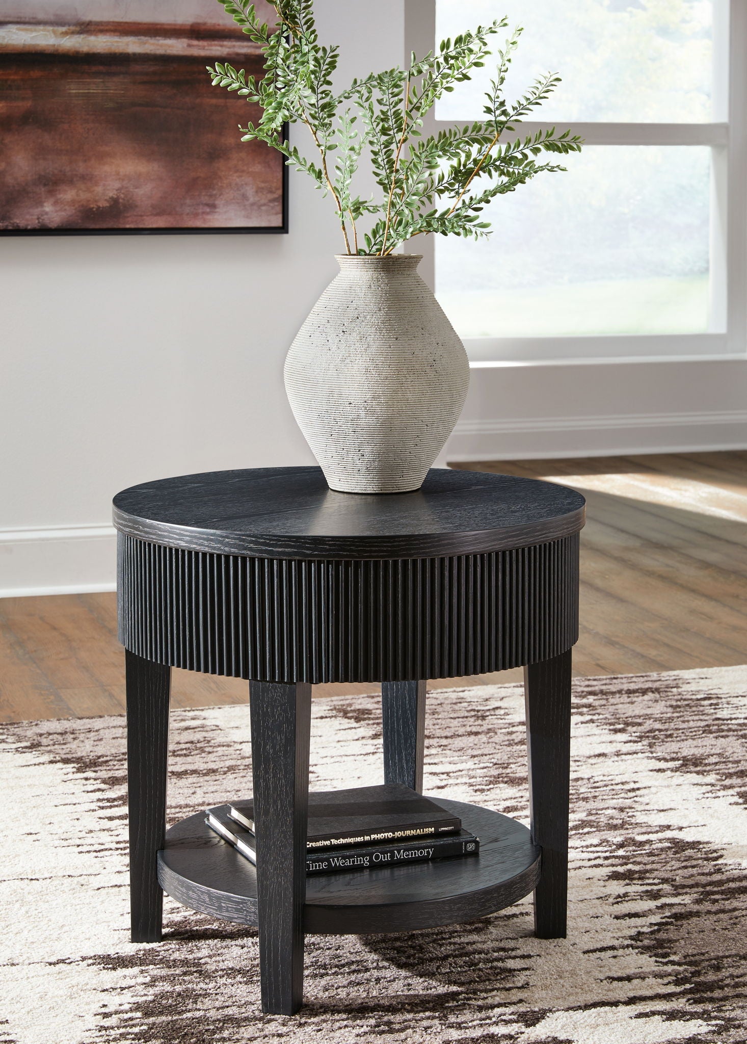 Marstream - Black - Round End Table - Urban Living Furniture (Los Angeles, CA)