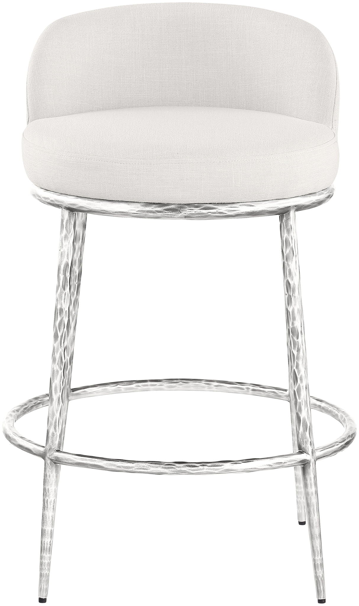 Ferro - Upholstered Counter Stool With Brushed Silver Base