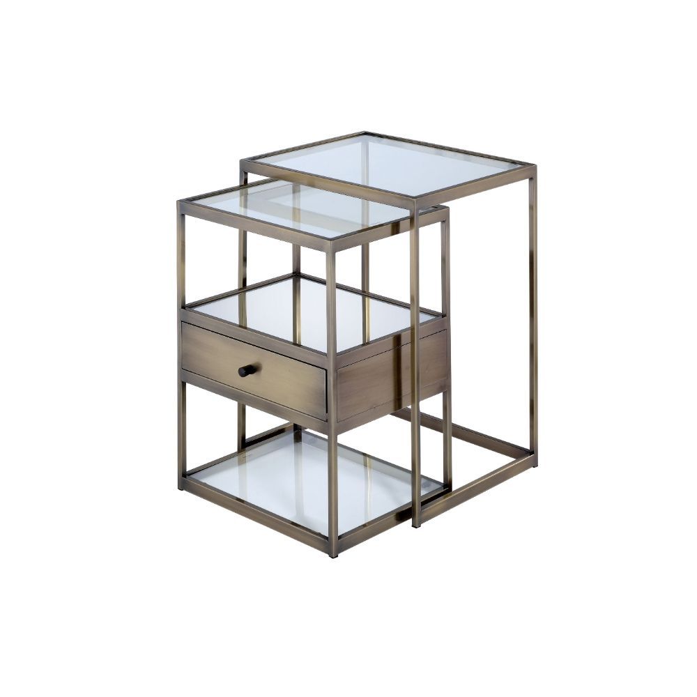 Enca - Nesting Table Set - Clear Glass & Antique Brass - Urban Living Furniture (Los Angeles, CA)