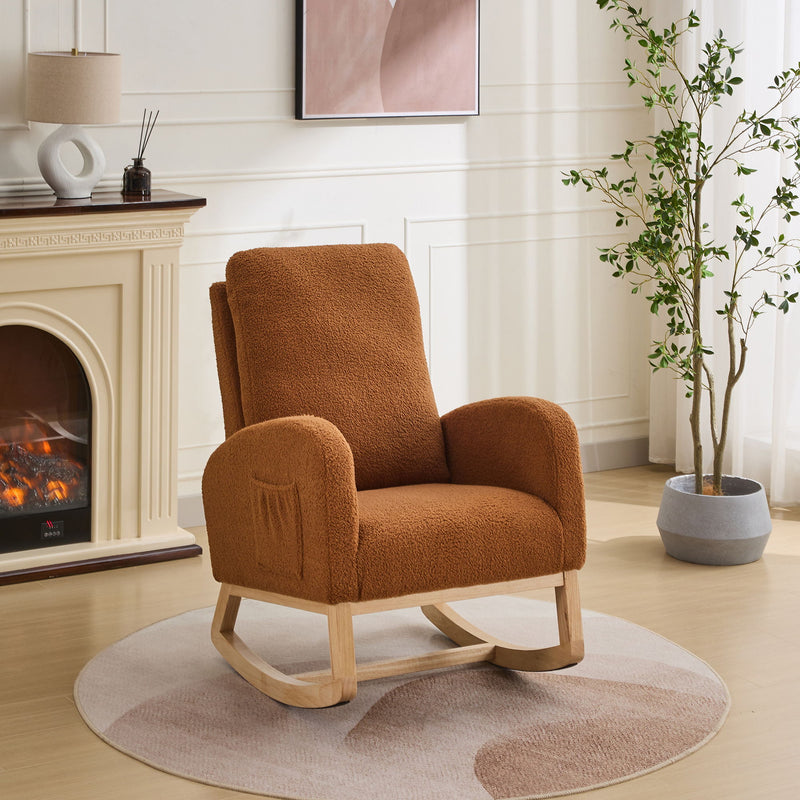 Rocking Glider Chair With High Back And Side Pocket