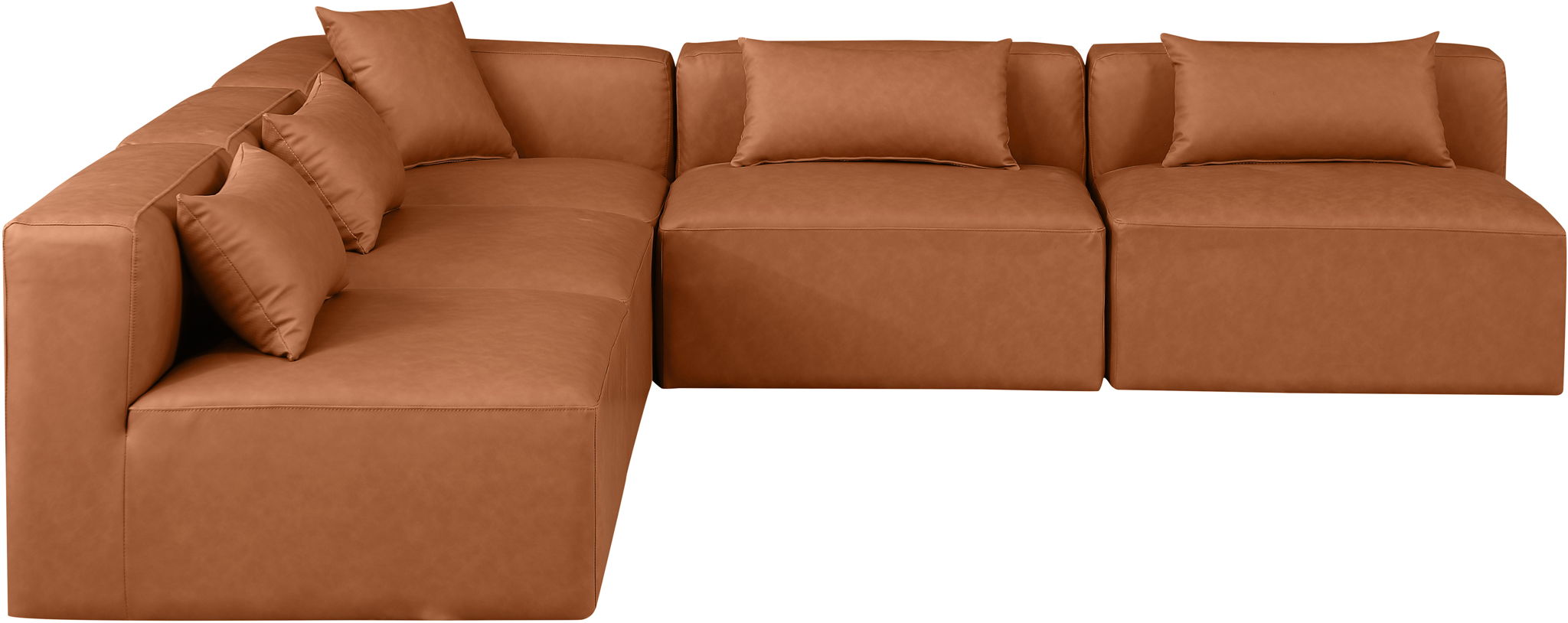 Cube - 5 Piece Modular Corner Armless Sectional - Cognac - Urban Living Furniture (Los Angeles, CA)