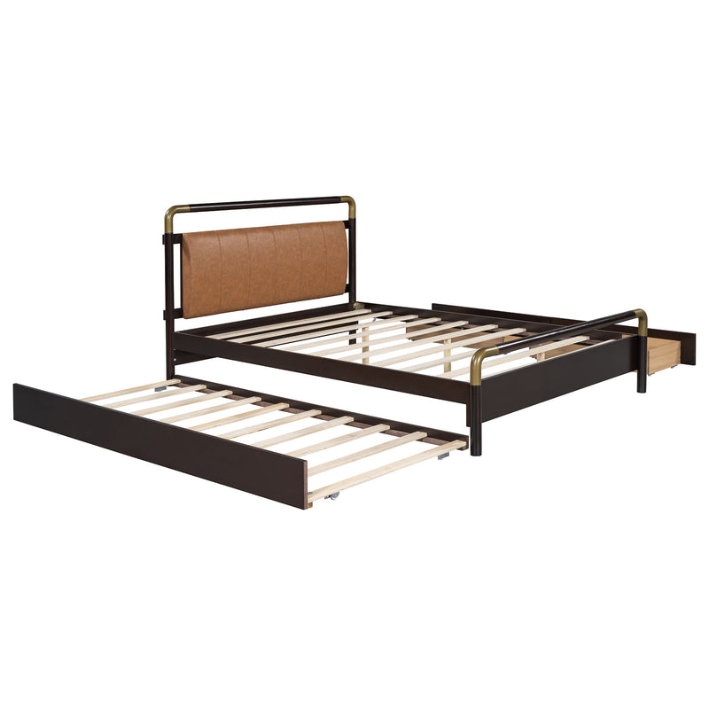 Storage Platform Bed, With 2 Big Drawers, Trundle
