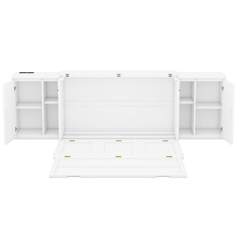 Murphy Bed With Shelves, Cabinets And USB Ports